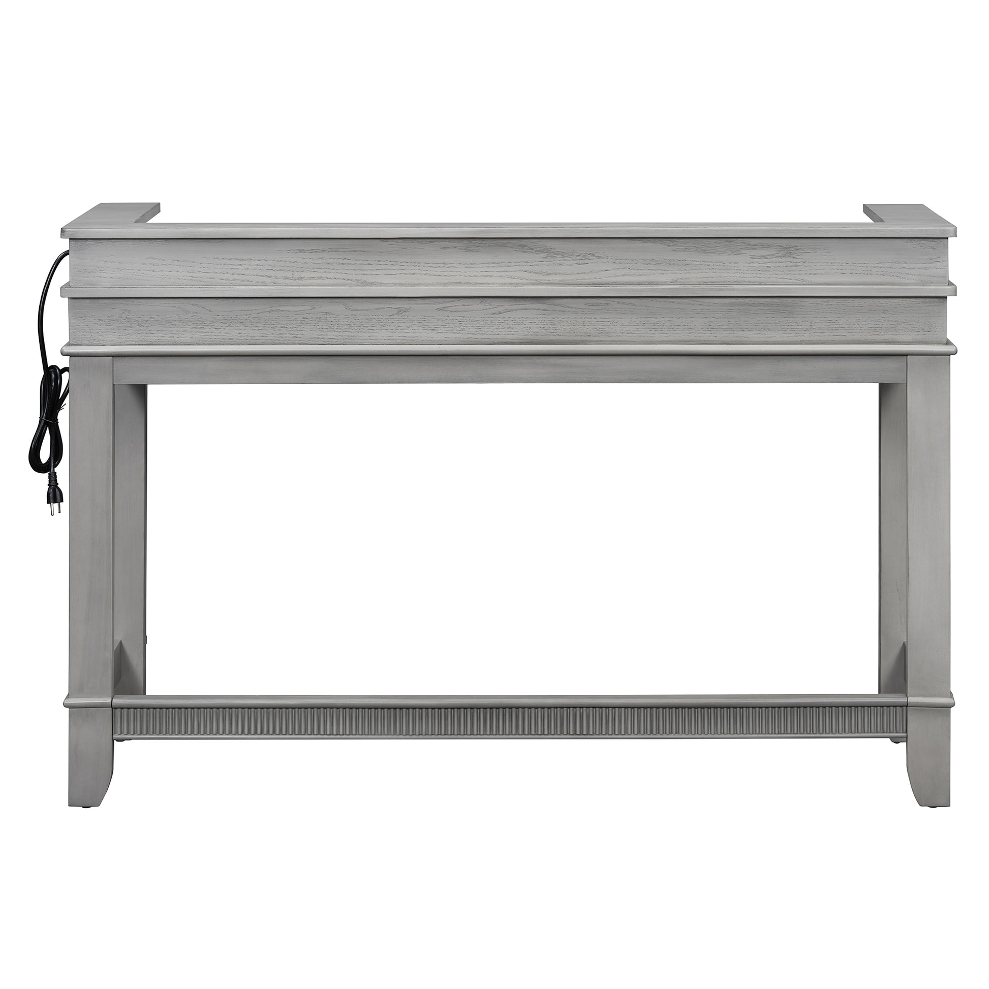 TREXM 4-Piece Dining Table Set for 3, Retro Kitchen Table and Chairs Set with 3 Storage Drawers, Ideal for Small Spaces (Light Grey) image 7