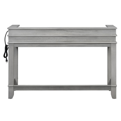 TREXM 4-Piece Dining Table Set for 3, Retro Kitchen Table and Chairs Set with 3 Storage Drawers, Ideal for Small Spaces (Light Grey) image 7