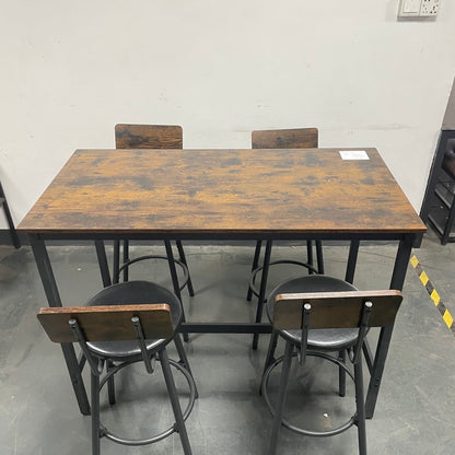 Bar Table Set with 4 Bar stools PU Soft seat with backrest, Grey, 47.24'' L x 23.62'' W x 35.43'' H image 3