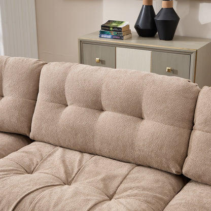 Modular Sectional Sofa,Cloud Couch, L Shaped Couch with Movable Ottoman, Modern Deep Seat Couches for Living Room, Oversized 3-Seater Sofa Comfy advanced flannelette Sofas for Bedroom,5 Pillows image 8