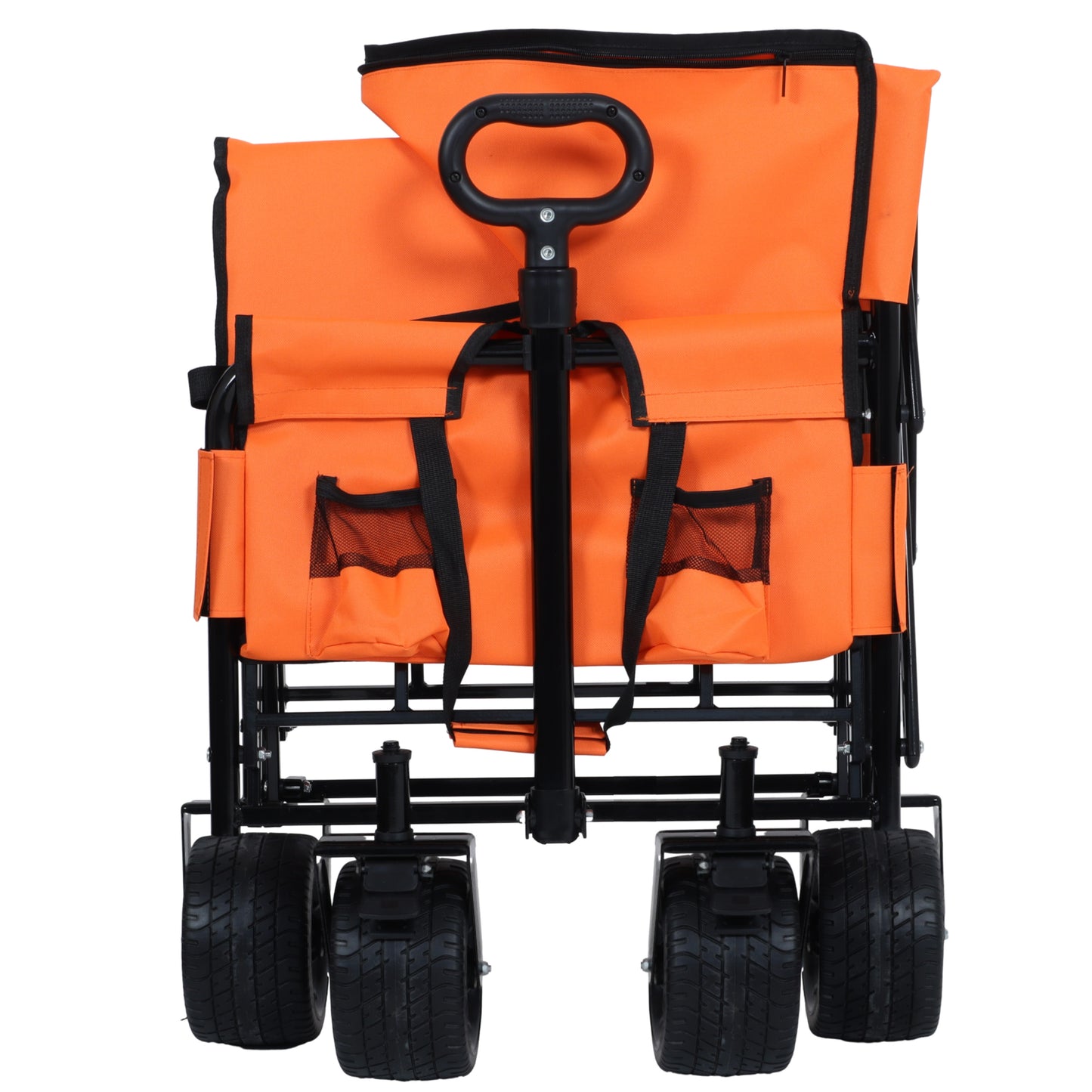 3-in-1 Folding Wagon Cart with Bench Seat, patent protection- Includes 1 ice pack, 500lbs Heavy-Duty Utility Wagon, 180L Capacity All-Terrain Wheels for Camping, Beach, Sports, Garden, orange image 2