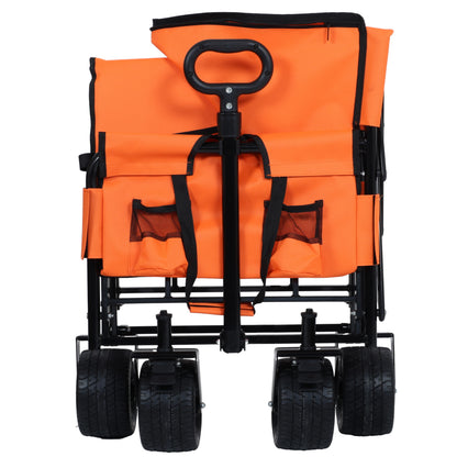 3-in-1 Folding Wagon Cart with Bench Seat, patent protection- Includes 1 ice pack, 500lbs Heavy-Duty Utility Wagon, 180L Capacity All-Terrain Wheels for Camping, Beach, Sports, Garden, orange image 2