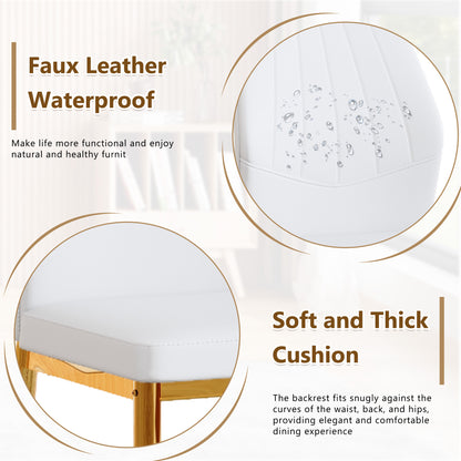 Set of 4 Gold - and - White Dining Chairs, 37 inches High: Ergonomic PU Backrest, Combines Comfort and Style.Perfectly blends comfort and elegance, Injecting more comfort and style into dining time. image 4