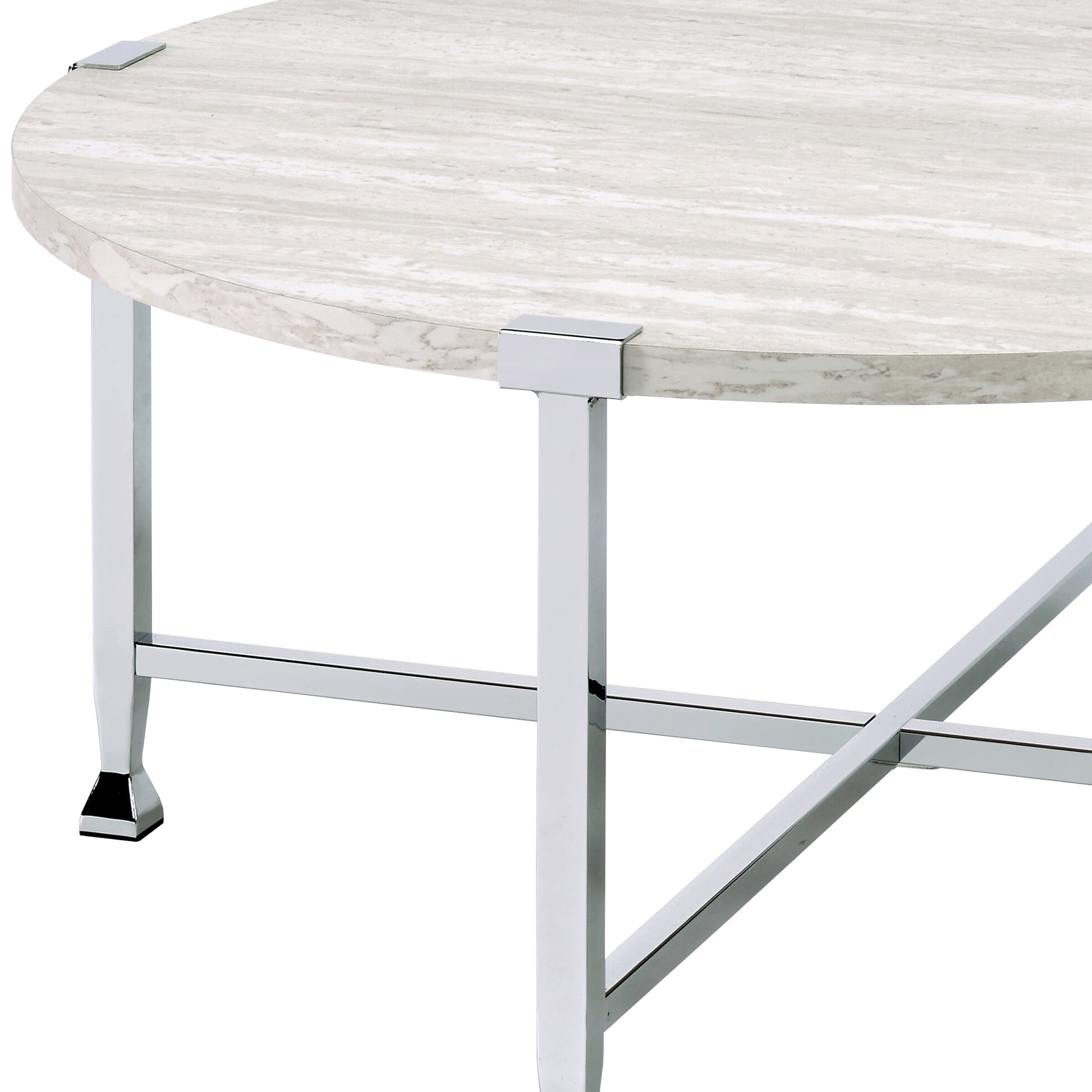 Brecon White Oak & Chrome Finish Coffee Table image 5