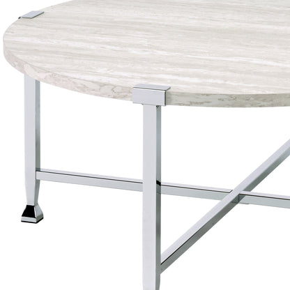 Brecon White Oak & Chrome Finish Coffee Table image 5