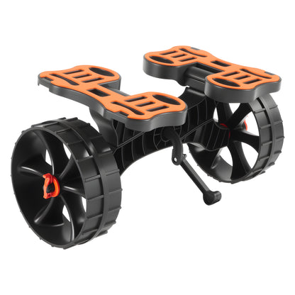 Kayak Cart, 300 lbs Load Capacity, Foldable Kayak Trolley with 10-inch Solid Rubber Tires & 1 Ratchet Strap, Paddle Board Trolley for Carrying Kayaks, Canoes, Paddleboards, Float Mats, Jon Boats image 3