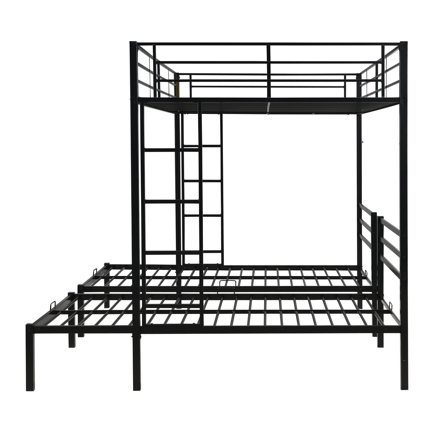 Full Over Twin Over Twin Bunk Bed,Triple Bunk Bed With a vertical ladder, Metal Frame Bunk Bed with Safety Rail, Full Over Twin Over Twin Triple Bunk image 8