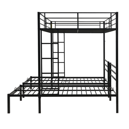Full Over Twin Over Twin Bunk Bed,Triple Bunk Bed With a vertical ladder, Metal Frame Bunk Bed with Safety Rail, Full Over Twin Over Twin Triple Bunk image 8