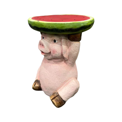 13.39" High Cute Pig Side Table, 11.34" Wide Resin Pig with Watermelon Top, Multi-Functional Plant Stand & End Table for Home & Garden Decoration image 10