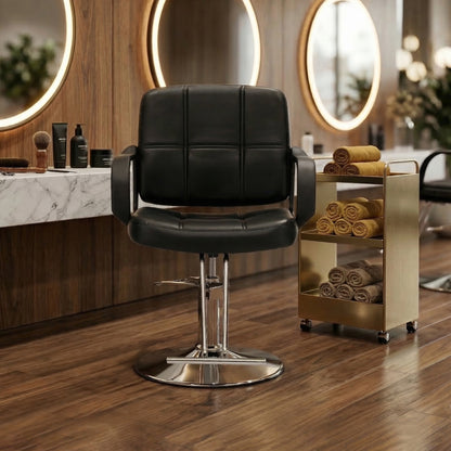 Barber Chair for Hair Stylist- 360° Swivel, Adjustable Height, Capacity 350 LBS with Heavy Duty Hydraulic Pump,BLACK image 2