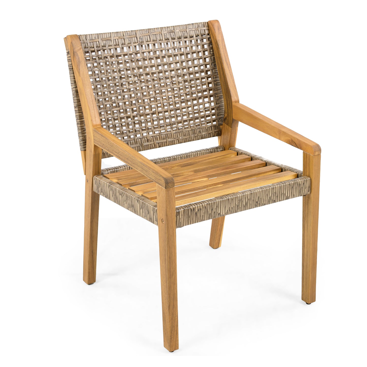 Outdoor Dining Set – Premium Acacia Wood Della Table & Wicker Chairs with Cream Cushion for Comfortable Dining Experience,Suitable for large gatherings(1 Table + 6 Chairs) image 8