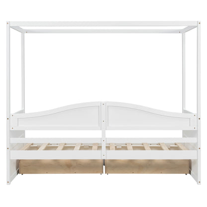 Twin Size Canopy Day Bed with 2 Drawers, White(Old SKU: N708P373435K) image 10