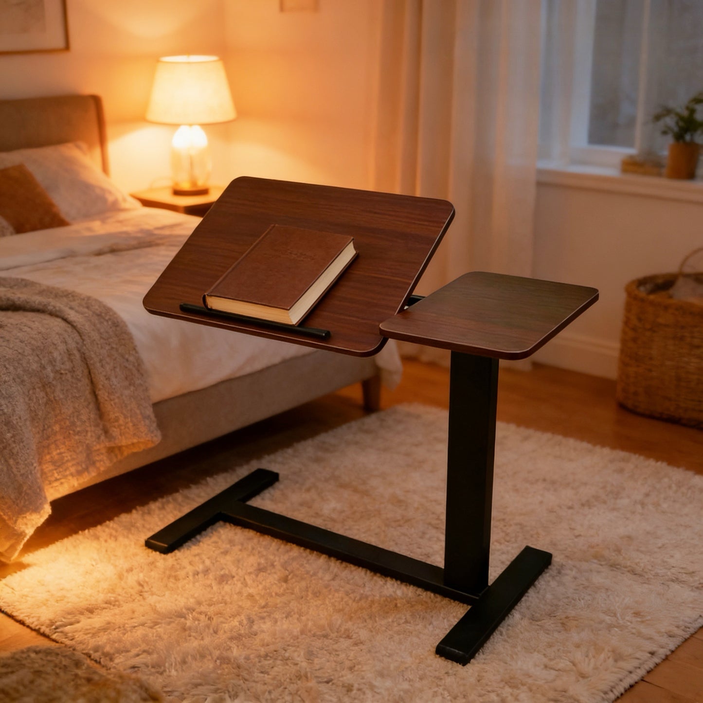 Mobile Adiustable Standing Desk, Walnut Color image 1