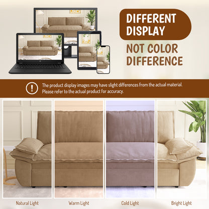 73.2" Queen Pull Out Sofa Bed,3-in-1 Convertible Sleeper Sofa,Multi-Functional Corduroy Loveseat Bed,Camel(Old sku:W1885S00234) image 9