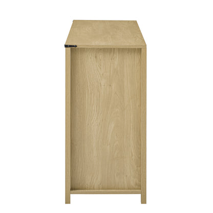 U_STYLE 59.3''Sideboard with Sliding Barn Door and Mesh Panels,Farmhouse Buffet with Open Storage,Suitable for Living Room, Hallway, Balcony,Kitchen, Office image 11