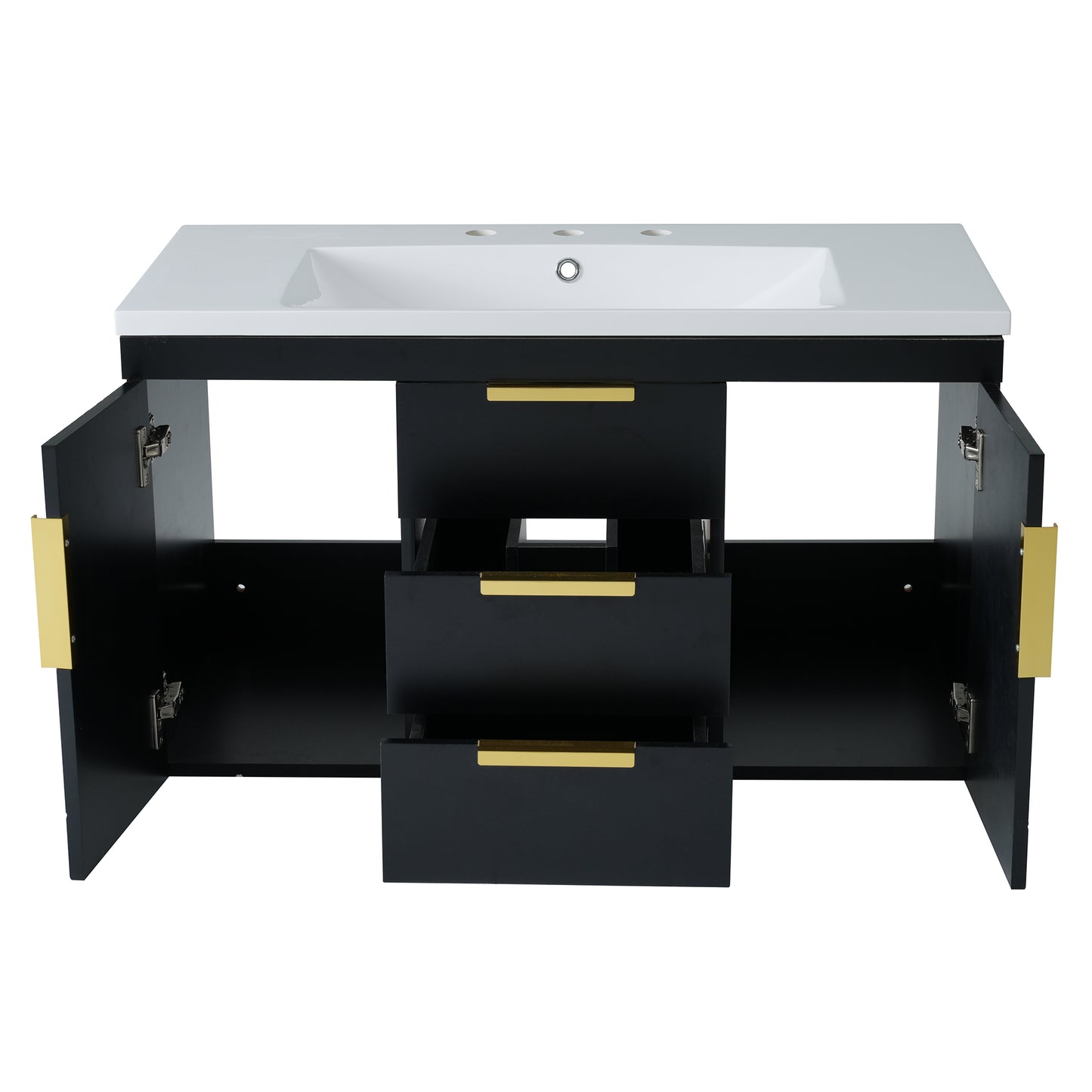 36'' Wall Mounted Bathroom Vanity with Resin Sink, Floating Bathroom Storage Cabinet with 2 Drawers, Solid Wood Bathroom Cabinet (Same as N710S236003B) image 11