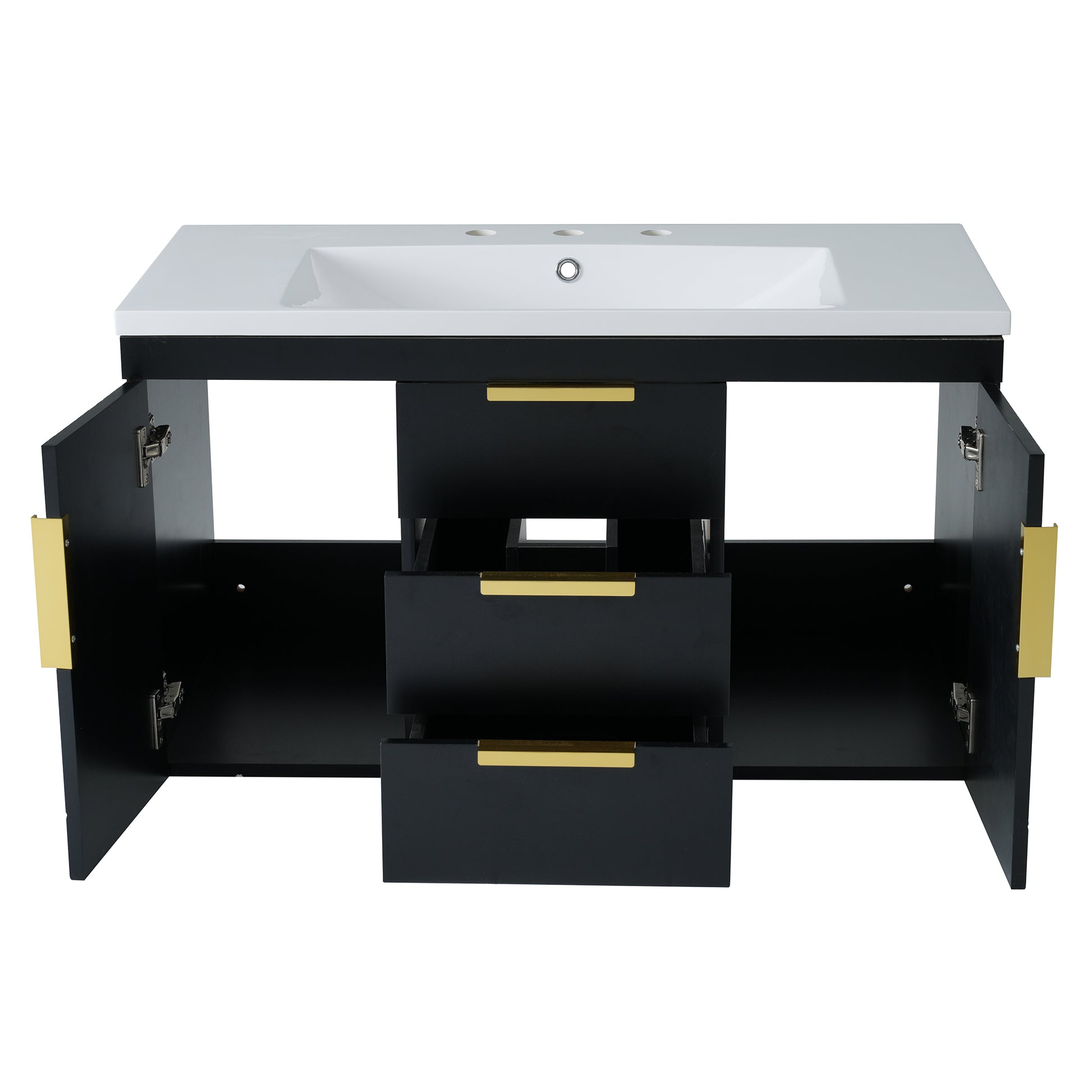 36'' Wall Mounted Bathroom Vanity with Resin Sink, Floating Bathroom Storage Cabinet with 2 Drawers, Solid Wood Bathroom Cabinet (Same as N710S236003B) image 11