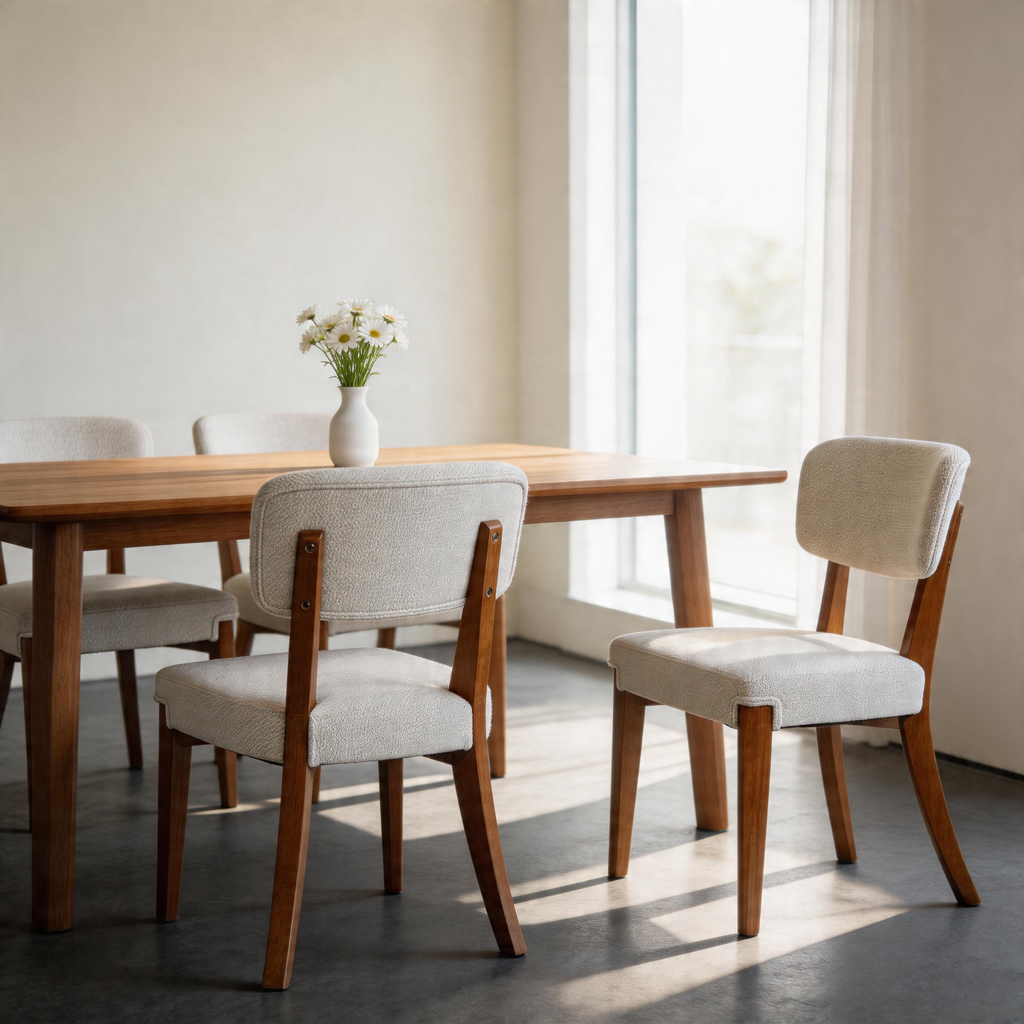 Modern Armless Dining Chairs Set of 2, Beige, Contemporary Side Chairs with Wood Legs - Versatile Accent Chairs for Dining Room, Kitchen, or Living Room image 6
