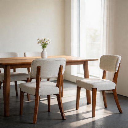 Modern Armless Dining Chairs Set of 2, Beige, Contemporary Side Chairs with Wood Legs - Versatile Accent Chairs for Dining Room, Kitchen, or Living Room image 6