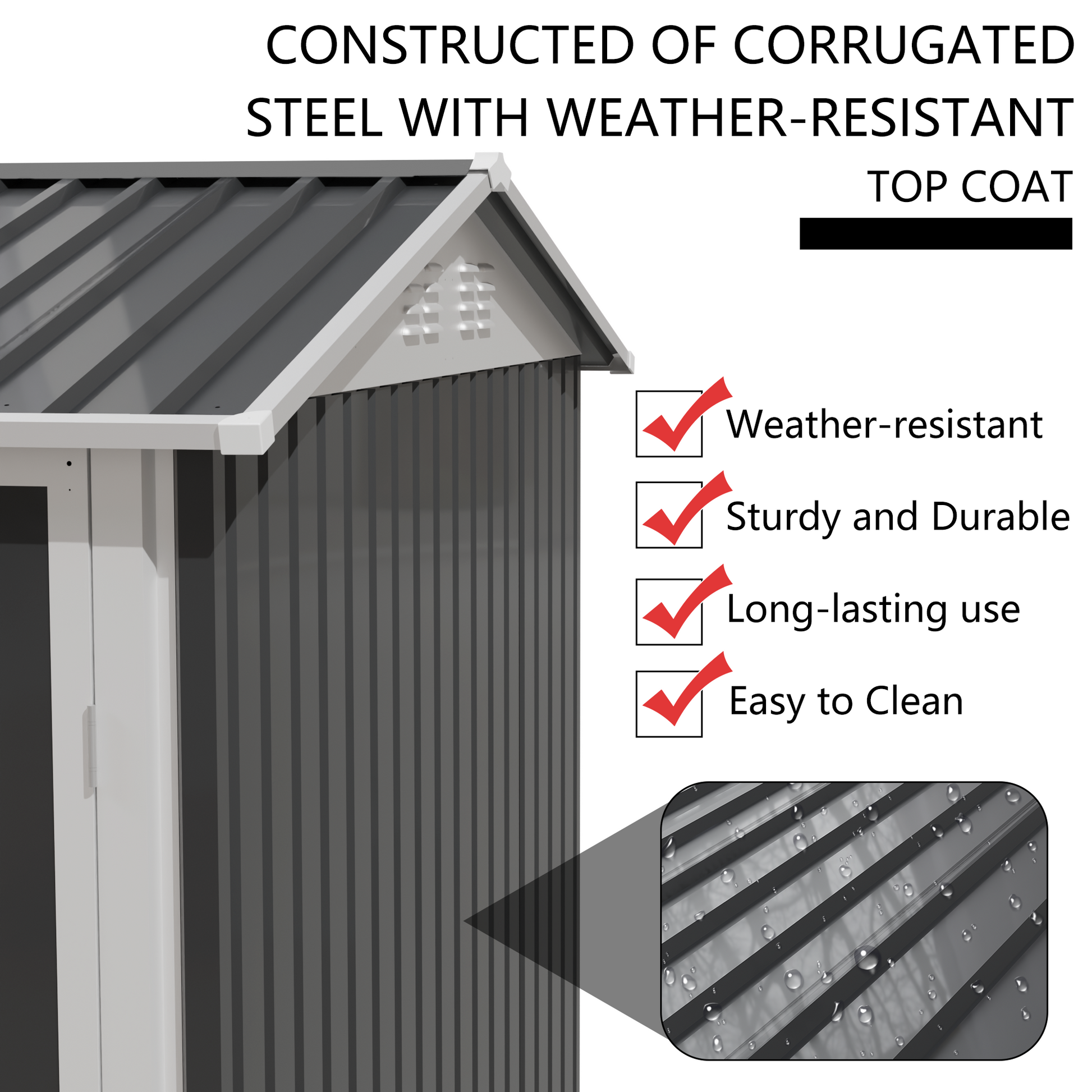 9*6 FT Metal Garden Shed for Patio Backyard Tools House Storage Shed with One Window 9.5 x 6.7FT image 8
