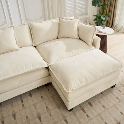 Cloud Sofa two Seats (the cushion on the armrest not included), Modern Sectional Couch, for Apartment, Comfy Double Layer Upholstered Seat Cushion, Breathable Chenille Fabric, Beige,SW504ABG image 3