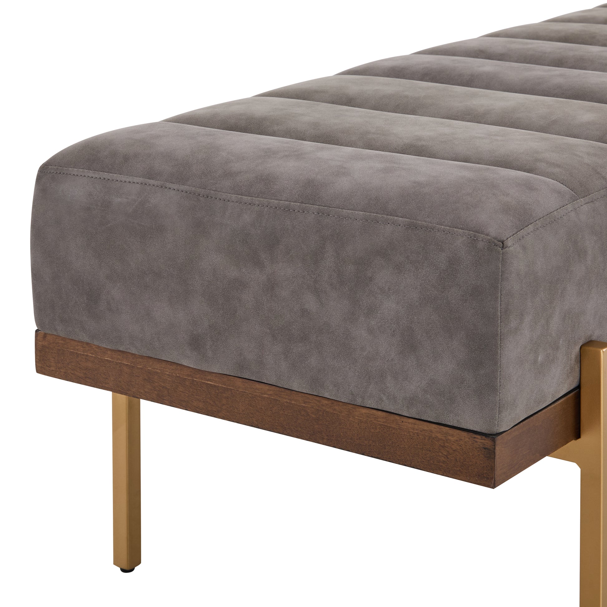 Upholstered Channel Tufted Ottoman Bench Seat with Gold Legs image 12