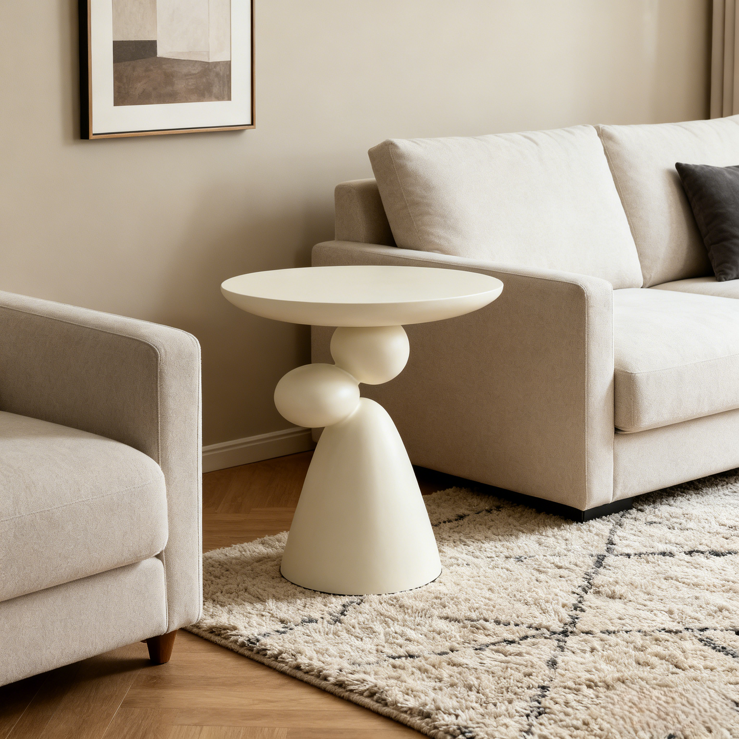 Lucky Stone End Table, Fiberglass Side Table, Modern Minimalist Corner Table, Coffee table with Decoration, Home Decor for Living Room, Bedroom, Guestroom image 1