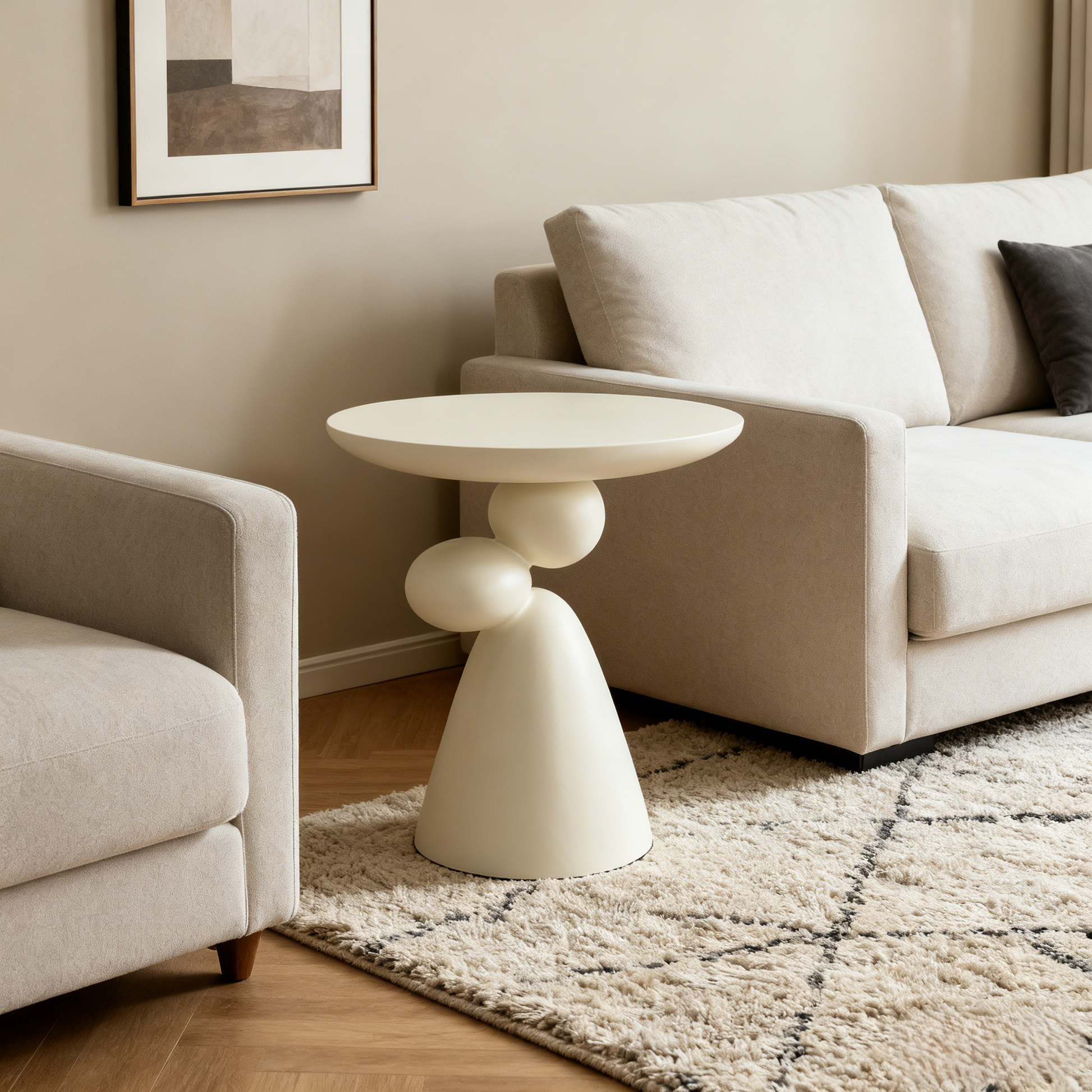 Lucky Stone End Table, Fiberglass Side Table, Modern Minimalist Corner Table, Coffee table with Decoration, Home Decor for Living Room, Bedroom, Guestroom image 1