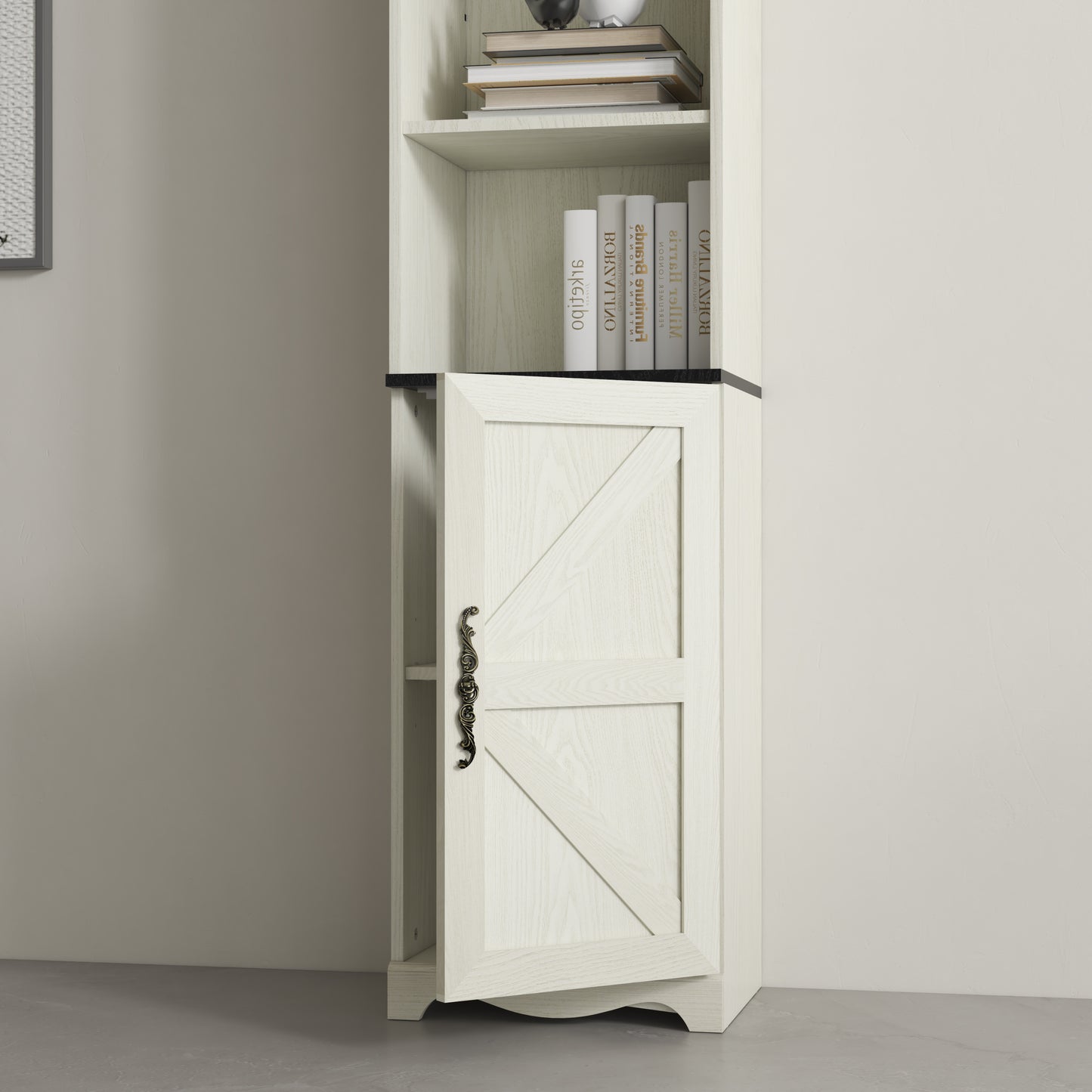 70.86"(180cm) Tall Free Combination Wood Storage Cabinet, Free-Standing Cube Cabinet with 5 Shelves, Living room Bookcase, Bedroom Display Cabinet Bookshelf, DIY Combination To Two Or More PCS Set WHI image 12