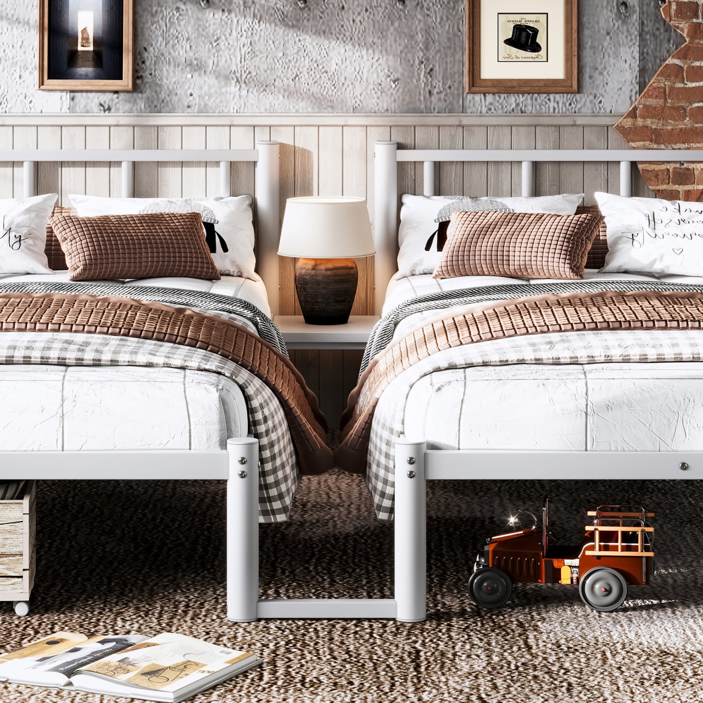 Twin over Twin & Twin Bunk Beds for 3, Twin XL over Twin & Twin Bunk Bed Metal Triple Bunk Bed, White image 6