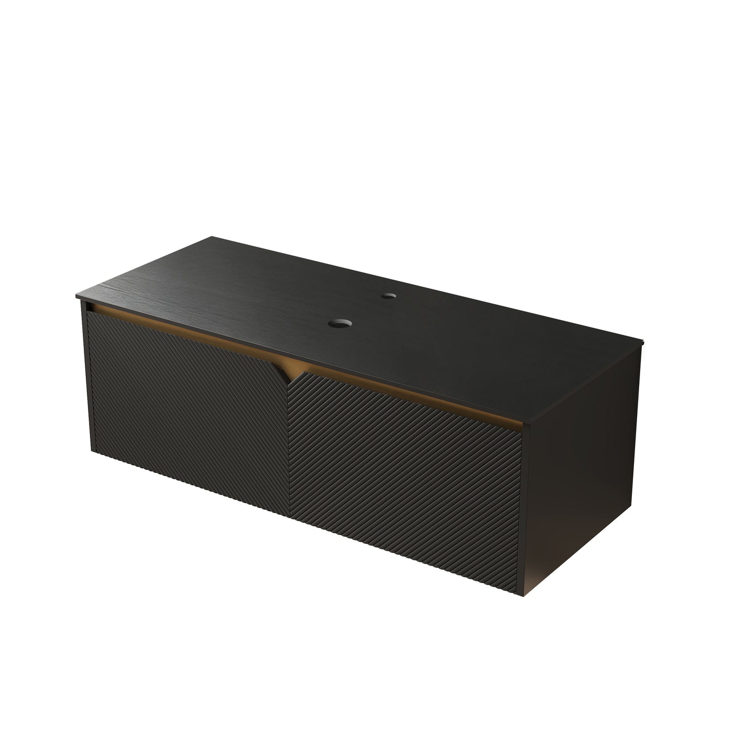 RUBEN 48" Wall-Mounted Black Plywood Cabinet and Black Sintered Stone Countertop, NO Basin, NO Faucet and Sink Cover image 2