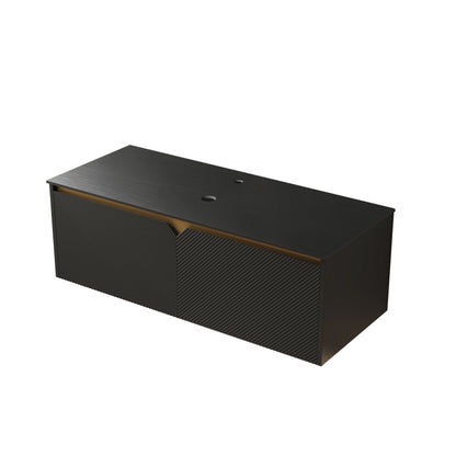 RUBEN 48" Wall-Mounted Black Plywood Cabinet and Black Sintered Stone Countertop, NO Basin, NO Faucet and Sink Cover image 2