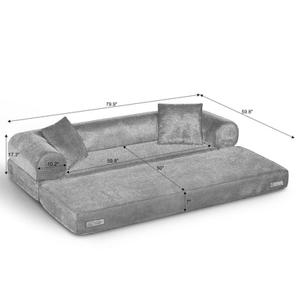Convertible Sofa Bed Couch,80 Inch Boneless Couches for Living Room,Folding Sleeper Sofa Bed Queen with Storage,Corduroy Flod Out Couch Compressed Couch in a Box image 10