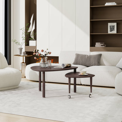 360 degree Rotatable modern Coffee Table for Living Room, solid wood legs with simply assemble Cocktail Table, Rotating Modern Apartment Wood Furniture Walnut / Black / Grey Brown / White image 6