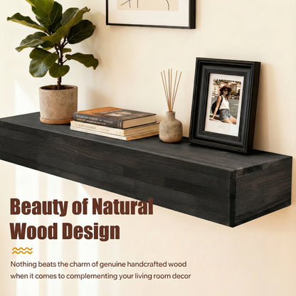 60" Rustic Wood Fireplace Mantel,Wall-Mounted & Floating Shelf for Home Decor image 10