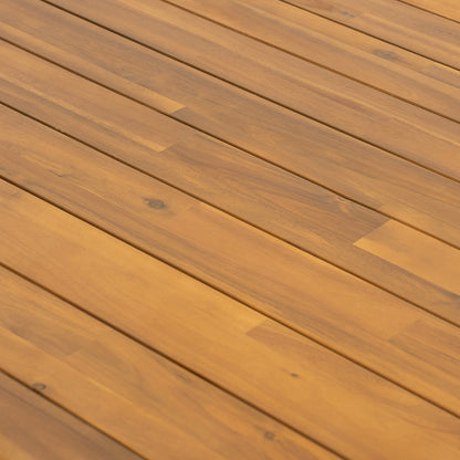 Kaja Outdoor Acacia Wood Dining Table, Teak Finish with Slat Design image 8