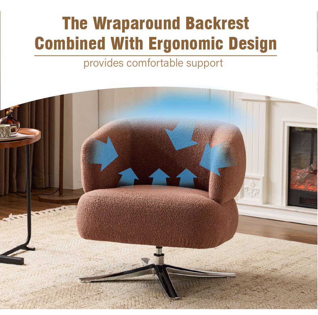 Cuddle-style leisure swivel sofa chair, suitable for balconies, studies and living rooms, Red image 10