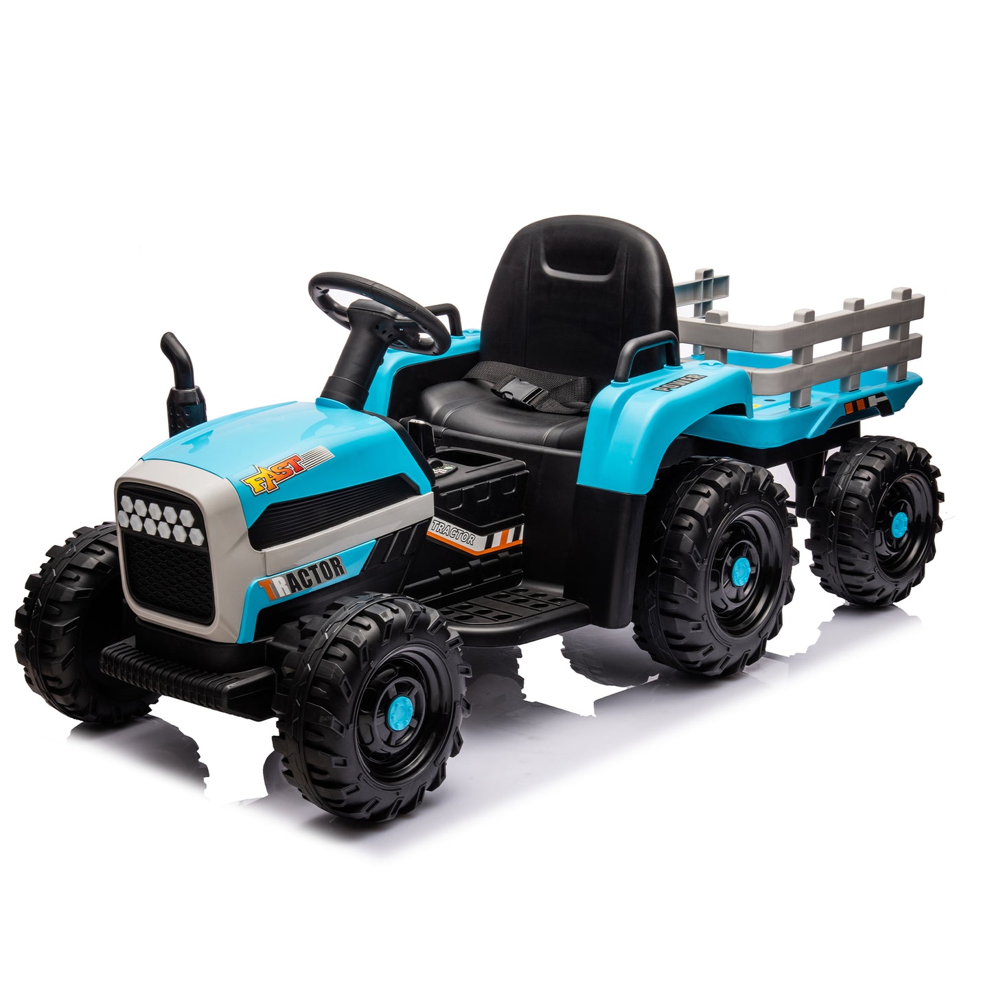Ride on Tractor with Trailer,24V Battery Powered Electric Tractor Toy, 200w*2motor 1.86-4.97MPH/Remote Control,electric car for kids,Three speed adjustable,USB,MP3,Bluetooth,LED light, safety belt. image 1
