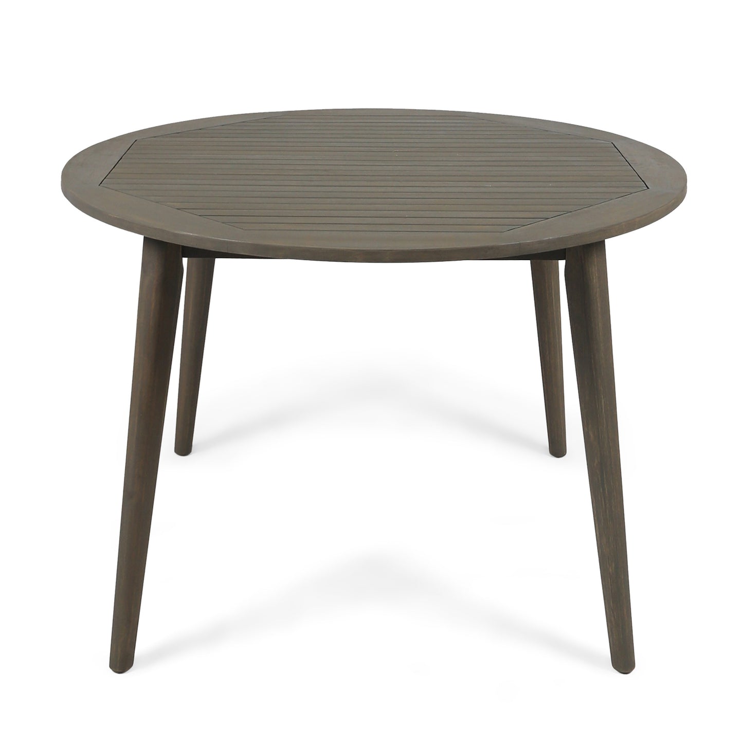 Round Acacia Wood Dining Table, Grey Finish, 47.25" Outdoor Patio Table with Slatted Top, Weather Resistant, 30" Height, for Backyard Garden(Original SKU:63119.00GRY) image 7