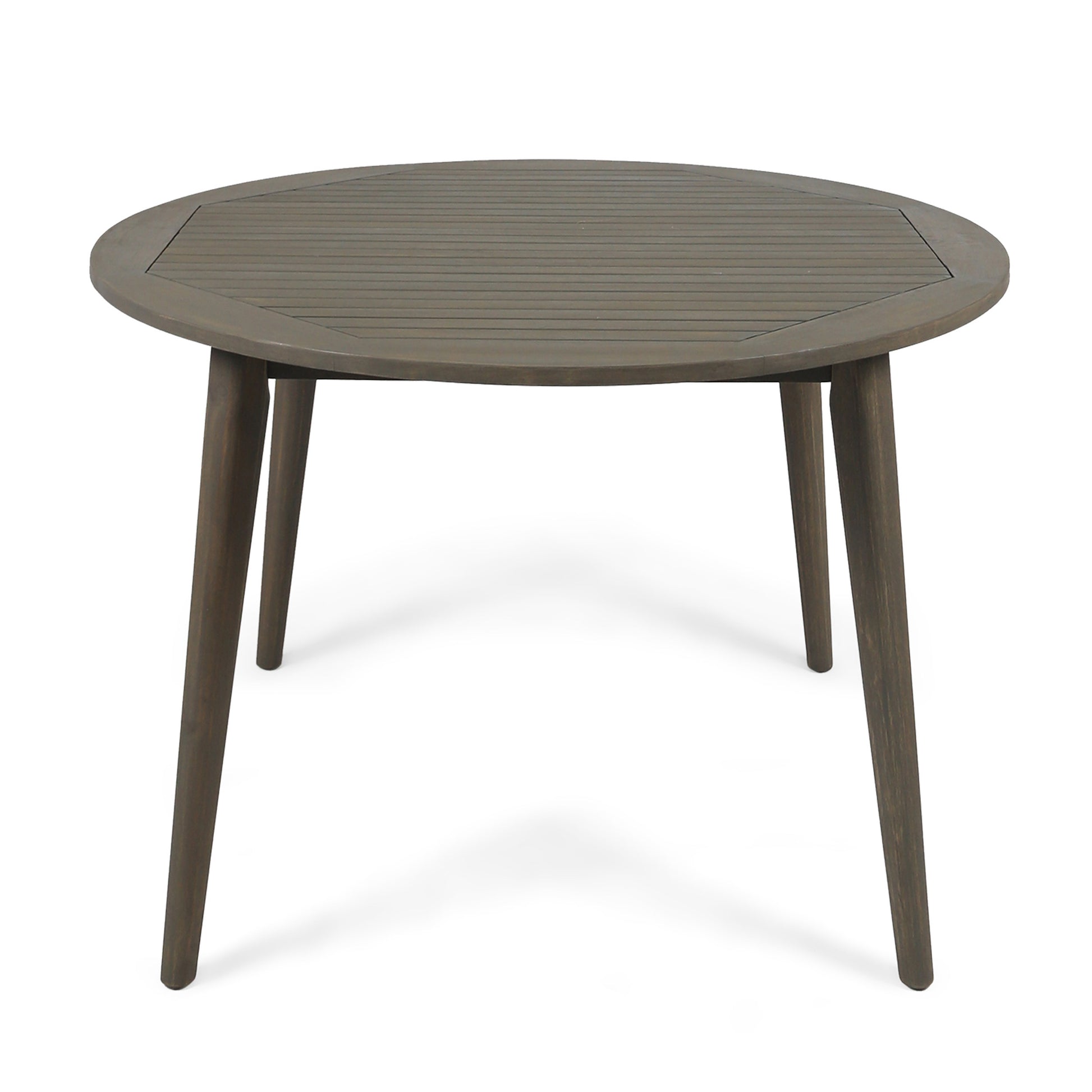Round Acacia Wood Dining Table, Grey Finish, 47.25" Outdoor Patio Table with Slatted Top, Weather Resistant, 30" Height, for Backyard Garden(Original SKU:63119.00GRY) image 7