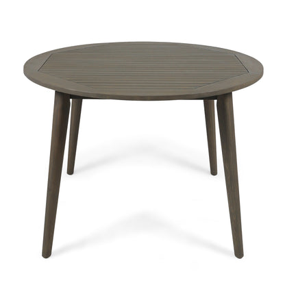Round Acacia Wood Dining Table, Grey Finish, 47.25" Outdoor Patio Table with Slatted Top, Weather Resistant, 30" Height, for Backyard Garden(Original SKU:63119.00GRY) image 7