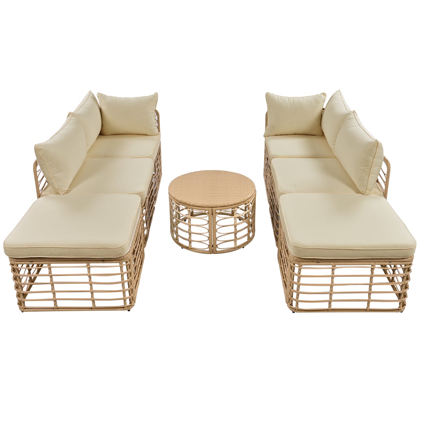 GO 7 Pieces Outdoor Patio Furniture, All-Weather Rattan Sectional Sofa Set with Thick Cushions and Pillows, Freely Combined Conversation Sets for Garden, Backyard, Balcony, Brown image 11