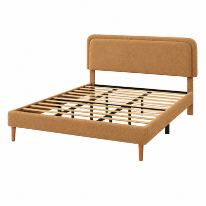 Queen Bed frame, Plush Upholstered Platform Bed with Height-Adjustable Headboard, Sturdy Frame and Alats, Quiet Design, No-Spring Mattress Compatible, Easy to Assemble, Brown image 8