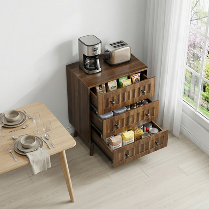 3 drawer dresser, modern wardrobe dresser chest of drawers, wooden storage storage cabinet, dresser storage cabinet, suitable for living room, bedroom, corridor (walnut) image 5