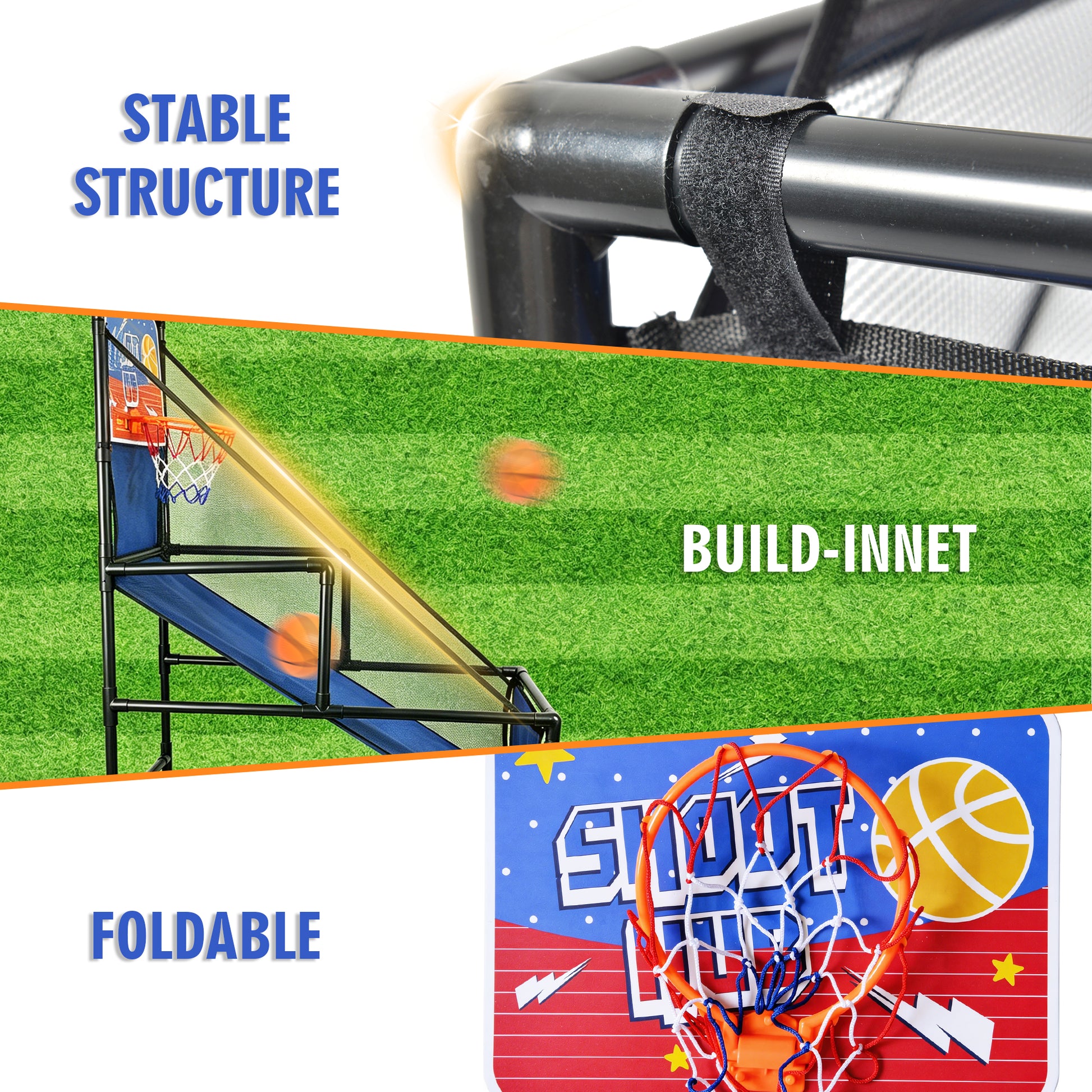 Kids Single Shot Basketball Arcade Game, Indoor Basketball Hoop with 2 Balls & Pump, Foldable Stand for Toddlers & Children image 10