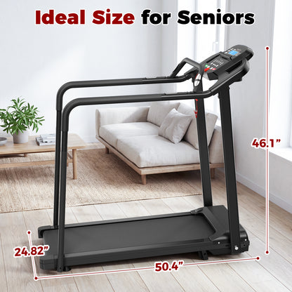 Walking Pad Treadmill for Senior, Foldable Exercise Treadmill with Stable and Safe Structural Design, Large LED Display for Elderly, Long Handrail for Balance, 300 Lbs Capacity image 9