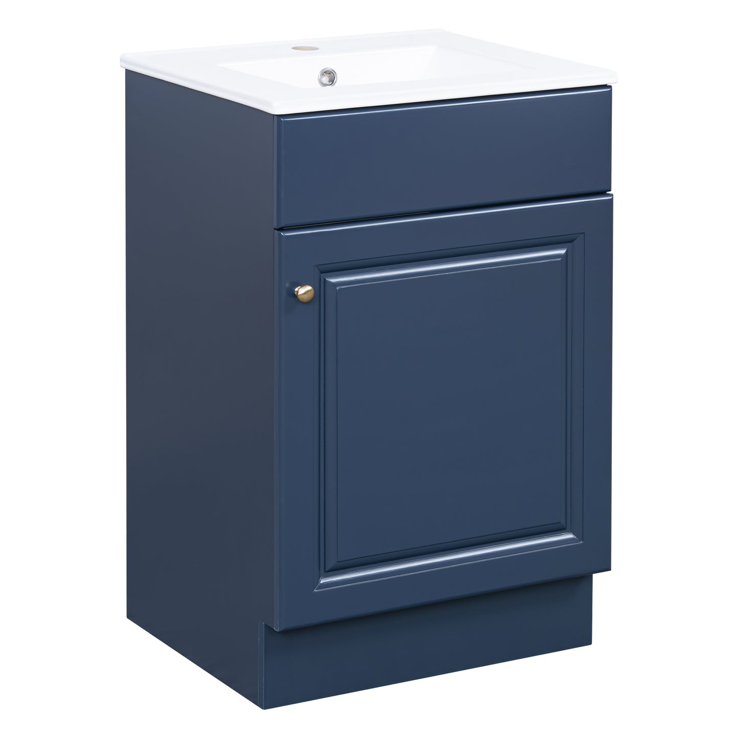 [Video] 20" Bathroom Vanity with Sink, Vanity Cabinet with Door Shelf and Adjustable Shelf, Blue image 10
