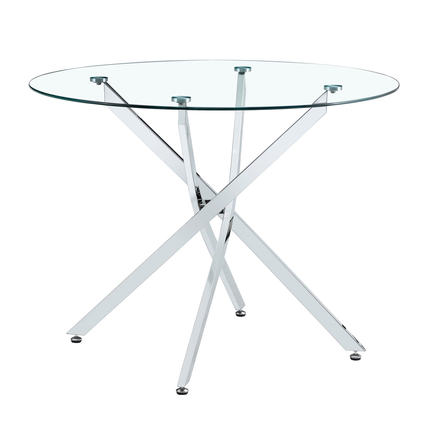 Round glass dining table suitable for 2-4 people: diameter 39 inches,Modern minimalist style round transparent tempered glass table,metal table legs, suitable for kitchen, dining room and living room. image 2