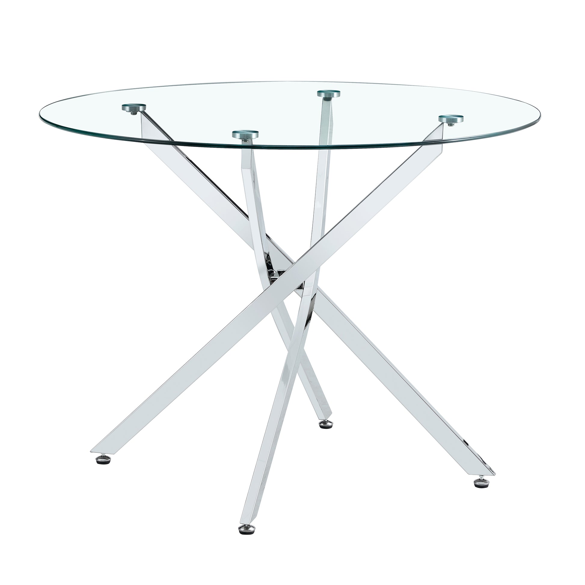 Round glass dining table suitable for 2-4 people: diameter 39 inches,Modern minimalist style round transparent tempered glass table,metal table legs, suitable for kitchen, dining room and living room. image 2