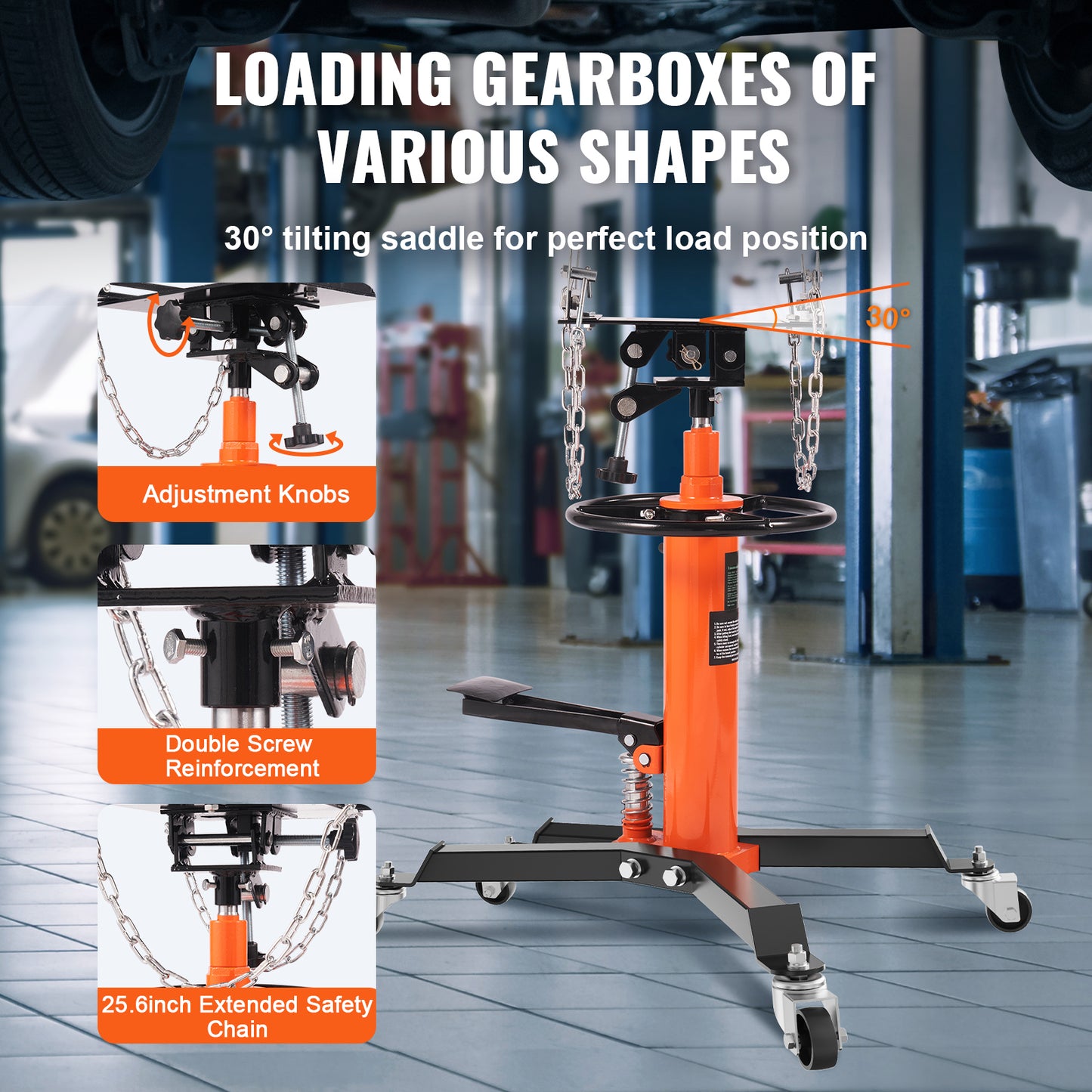 Hydraulic Transmission Jack 1322 lbs 360° Swivel Wheels For Car Lift image 9